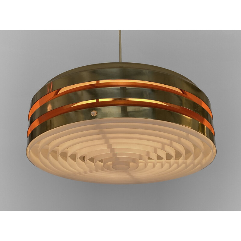 Vintage multi layered pendant lamp by Carl Thore for Granhaga Metallindustri, Sweden 1970s