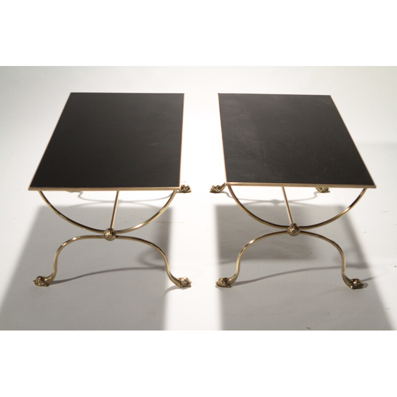 Pair of coffee tables Maison Jansen in brass - 1970s