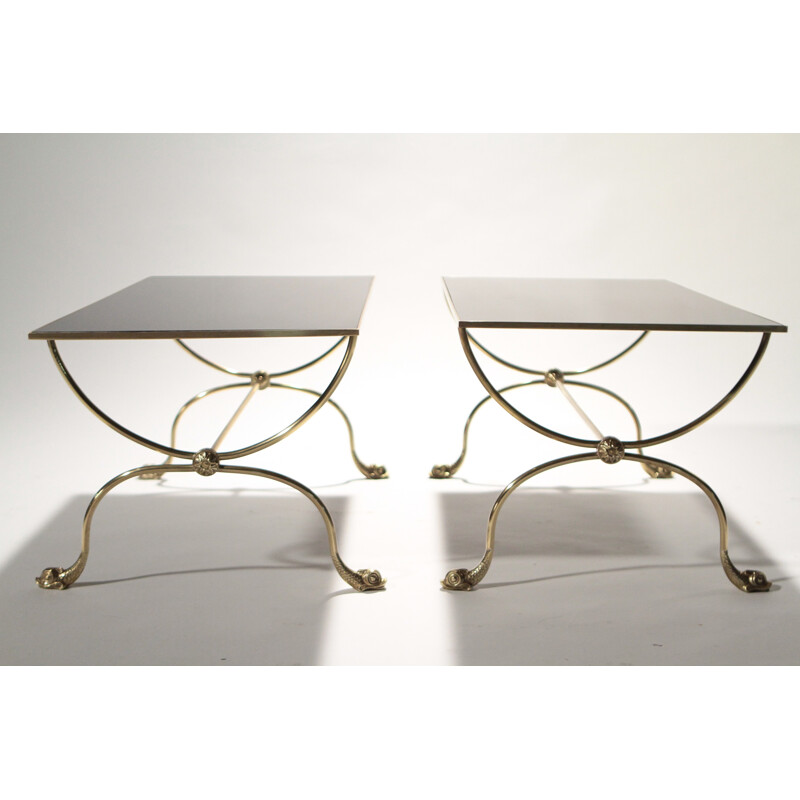 Pair of coffee tables Maison Jansen in brass - 1970s