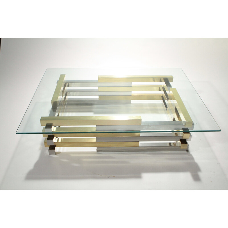 Large coffee table in brass and chrome, Pierre CARDIN - 1970s