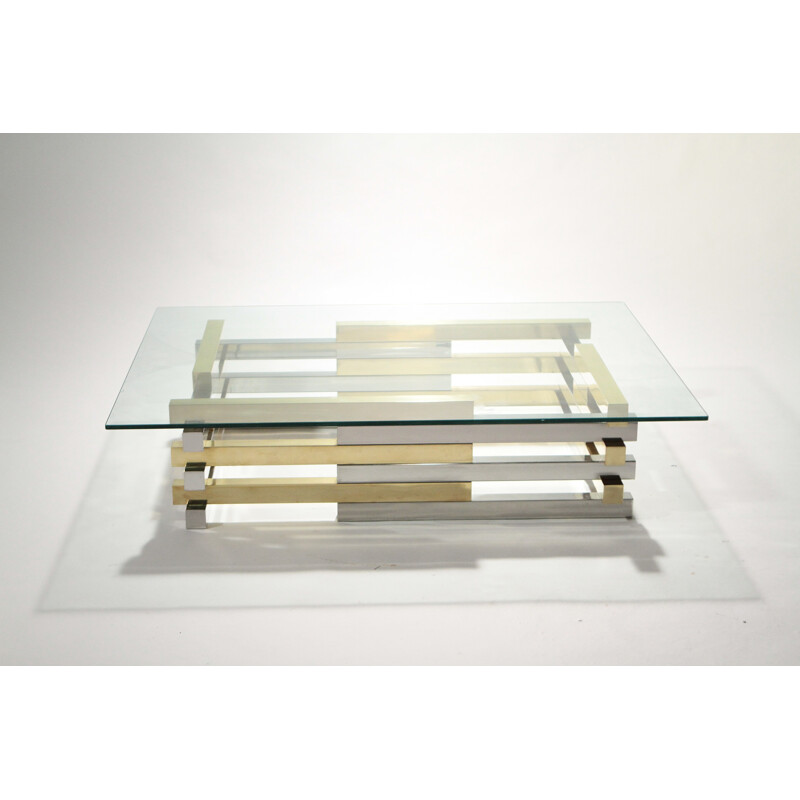 Large coffee table in brass and chrome, Pierre CARDIN - 1970s