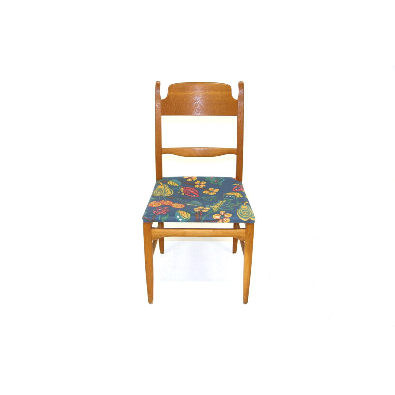 Vintage oakwood and fabric chair by Carl Malmsten, 1970