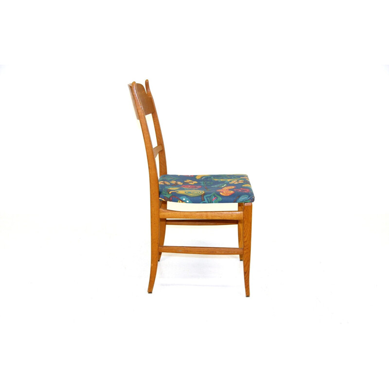 Vintage oakwood and fabric chair by Carl Malmsten, 1970