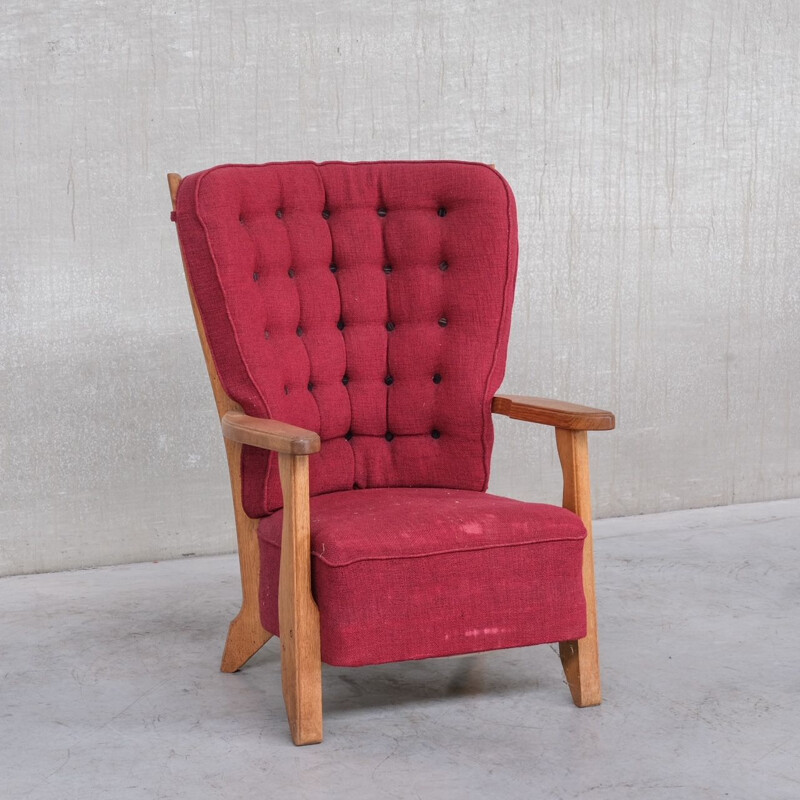 Fauteuil vintage en chêne par Guillerme et Chambron, France 1960