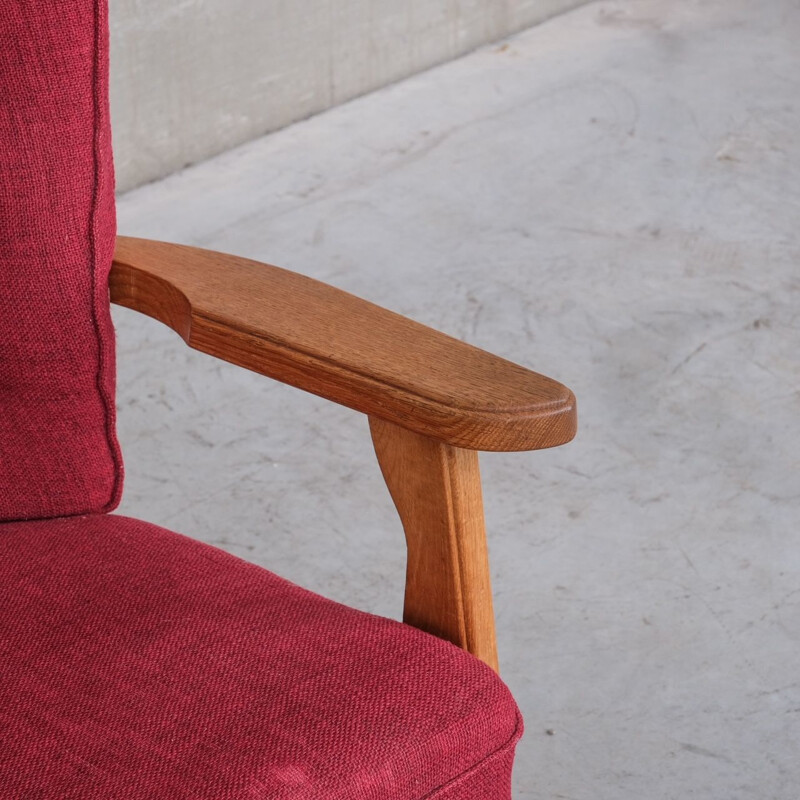 Vintage oak armchair by Guillerme and Chambron, France 1960