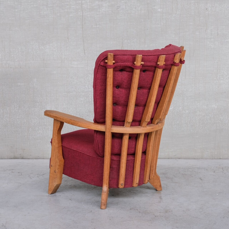 Sillón vintage de roble de Guillerme y Chambron, Francia 1960