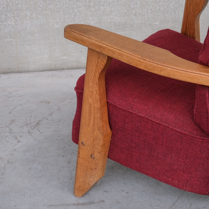 Sillón vintage de roble de Guillerme y Chambron, Francia 1960