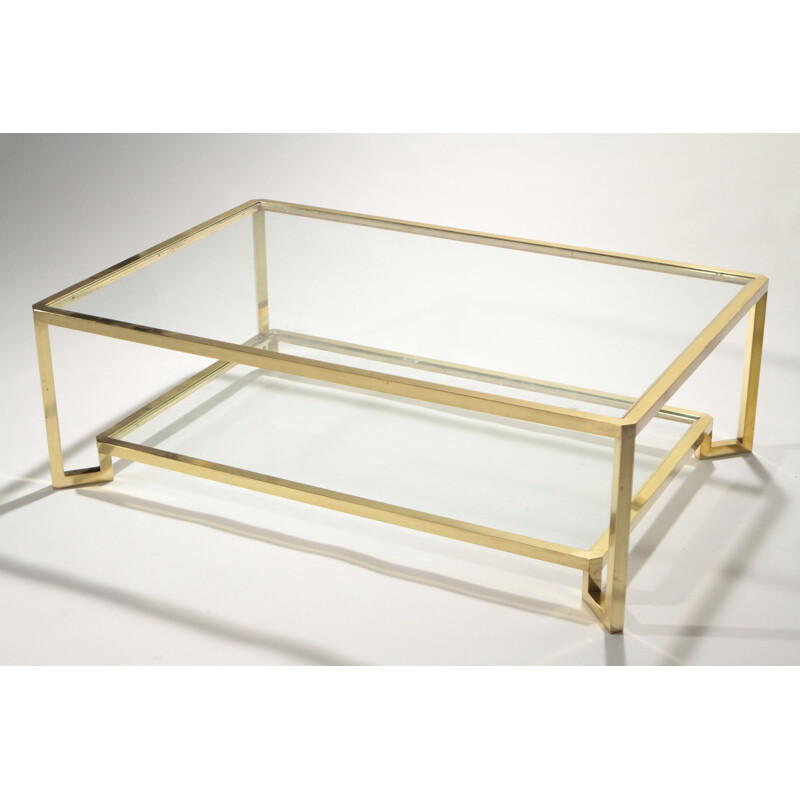  Large coffee table Maison Jansen in brass, Guy LEFEVRE - 1970s