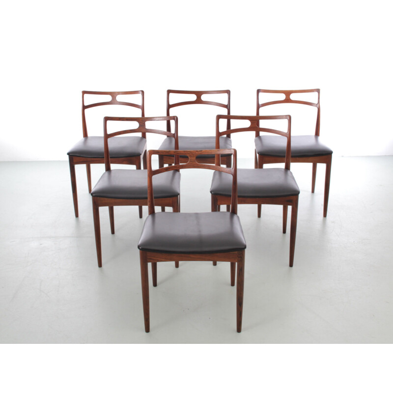 Set van 6 vintage rozenhouten stoelen model 94 van Johannes Andersen voor Linnebergs Møbelfabrik, 1961
