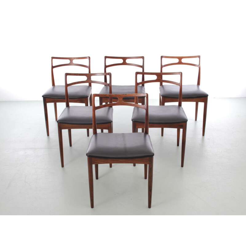 Set of 6 vintage chairs model 94 in rosewood by Johannes Andersen for Linnebergs Møbelfabrik, 1961