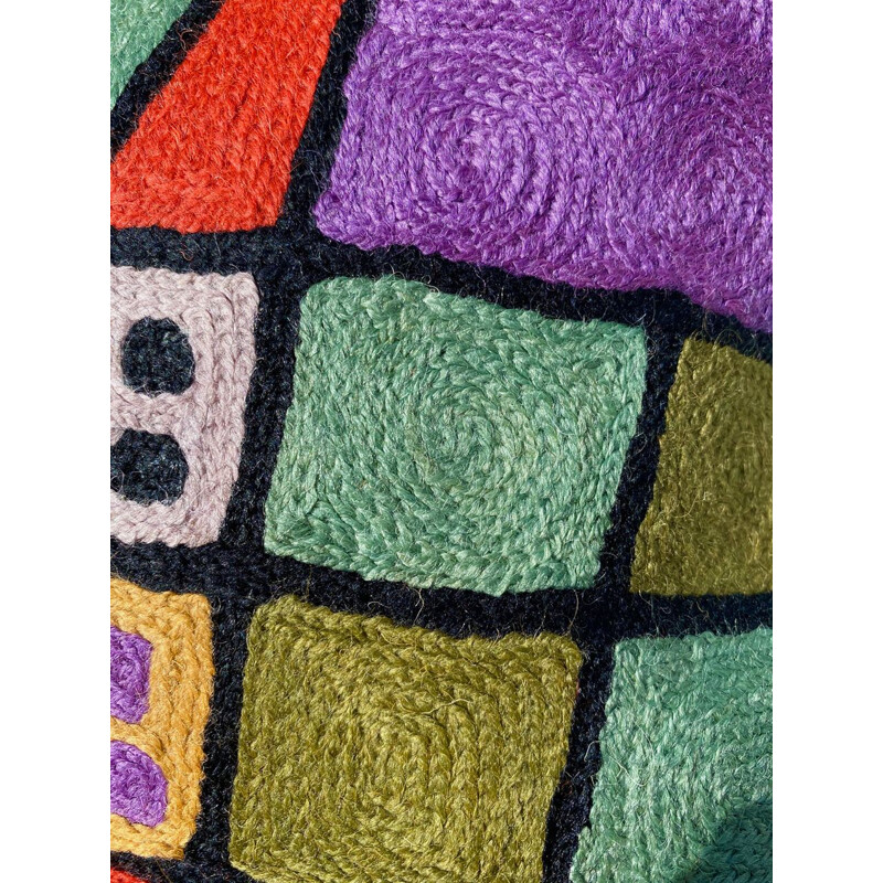 Conjunto de 4 capas de almofada de vindima multicoloridas em lã bordada