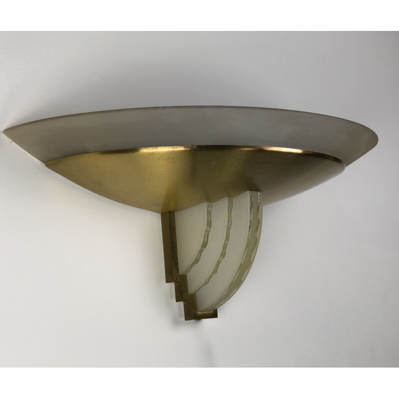 Vintage wandlamp mod. 542bis in geslepen glazen tegels van Perzel, 1980