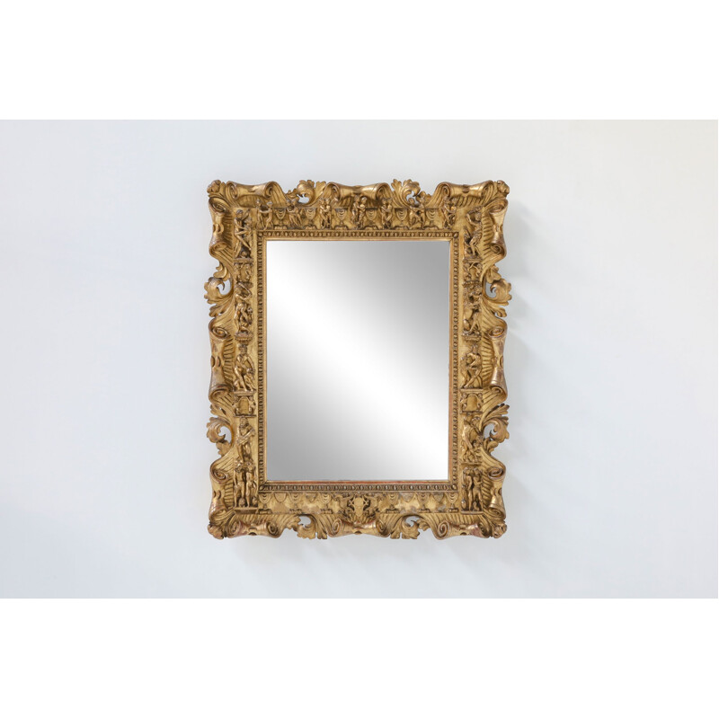 Specchio da parete vintage Luigi XV con cornice in legno
