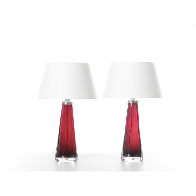 Pair of vintage crystal lamps model Rd 1566 by Carl Fagerlund for Orrefors, 1960