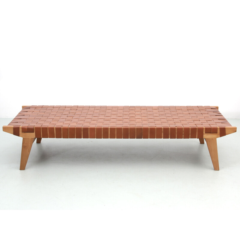 Vintage teak and leather daybed