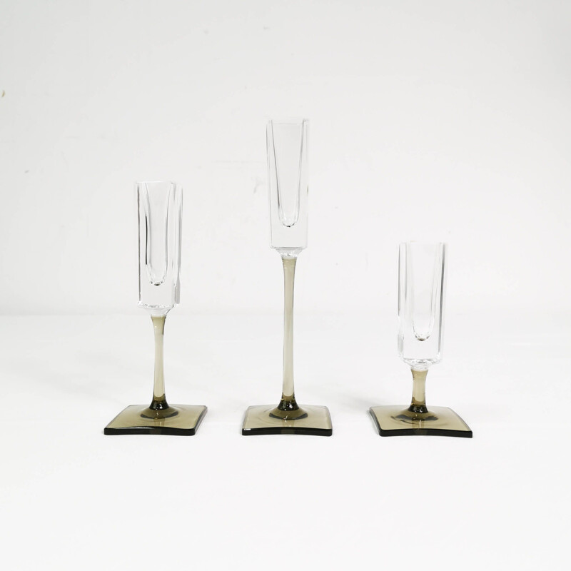 Ensemble de 3 bougeoirs vintage en cristal par Rosenthal pour G. Jensen, Allemagne 1970