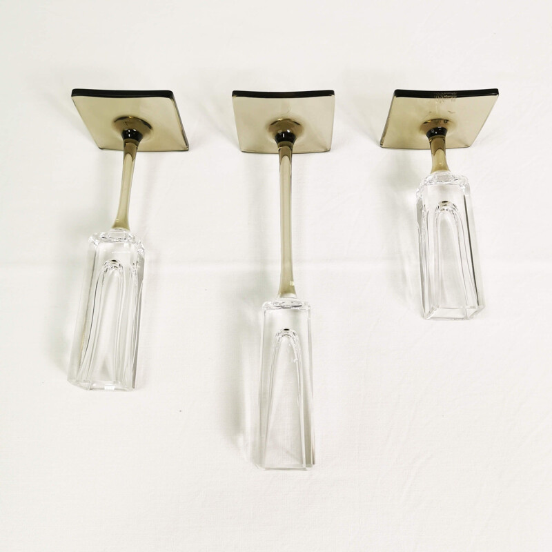 Juego de 3 candelabros de cristal vintage de Rosenthal para G. Jensen, Alemania 1970