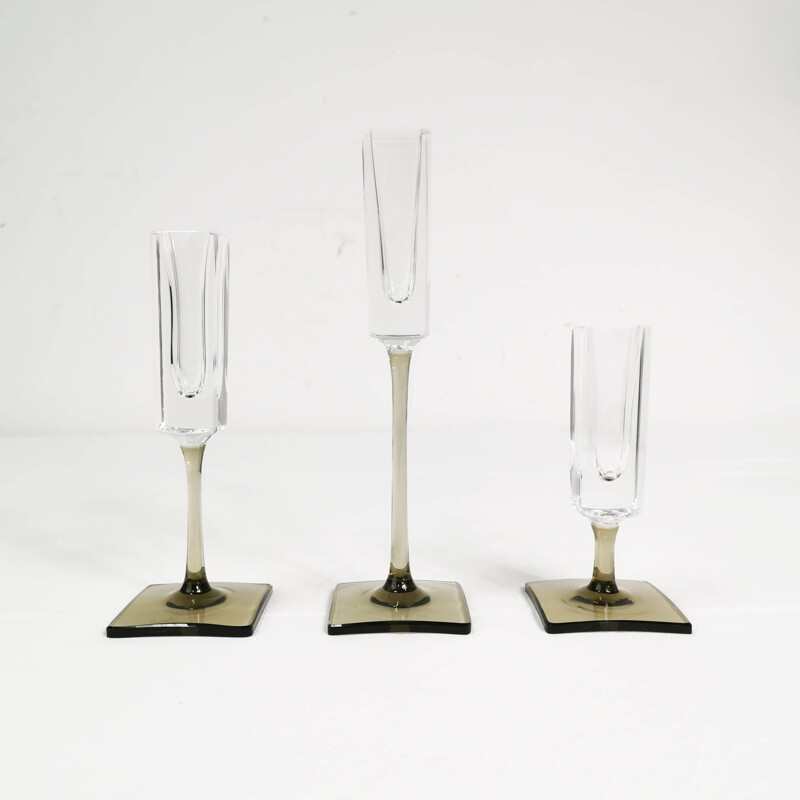 Set of 3 vintage crystal candle holders by Rosenthal for G. Jensen, Germany 1970