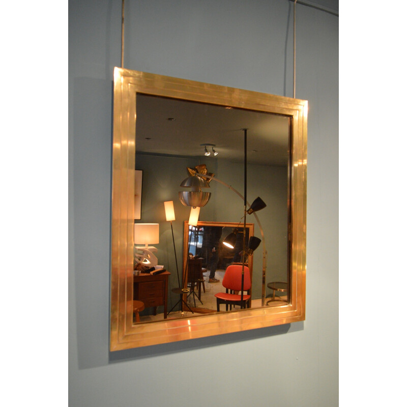 Italian mid-century mirror in brass and glass - 1960s