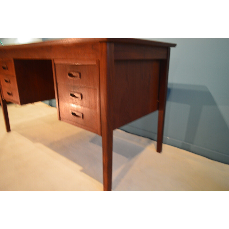 Scandinavian desk in teak with 6 drawers - 1960s