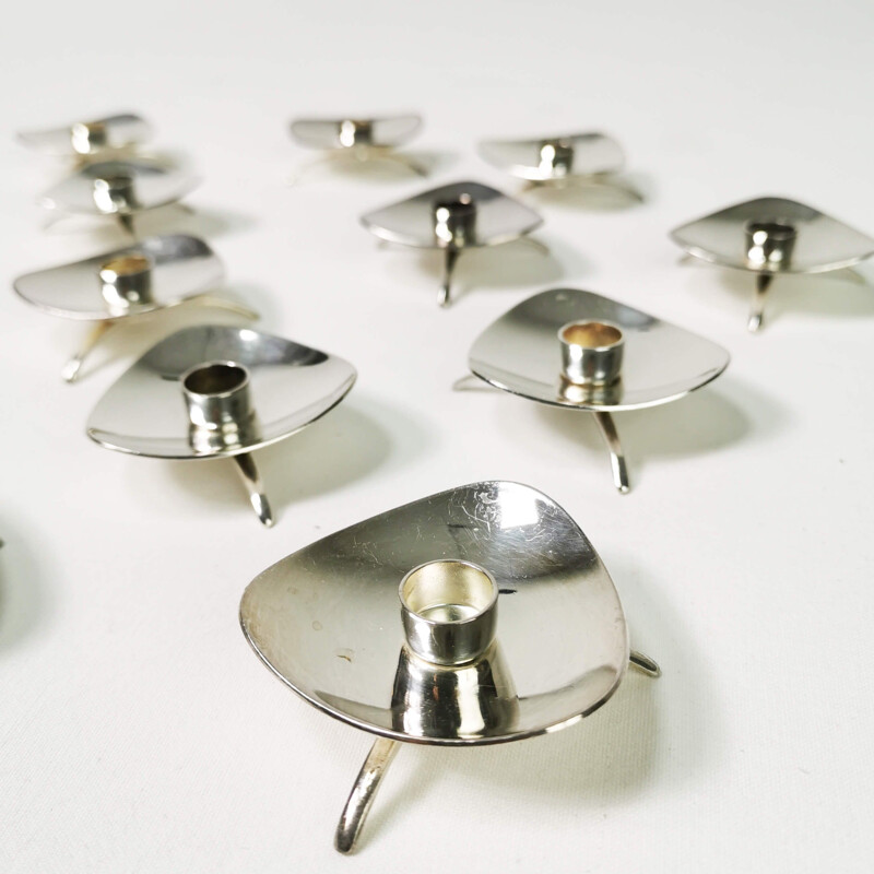 Ensemble de 14 chandeliers en métal vintage par Atla, Danemark années 1960