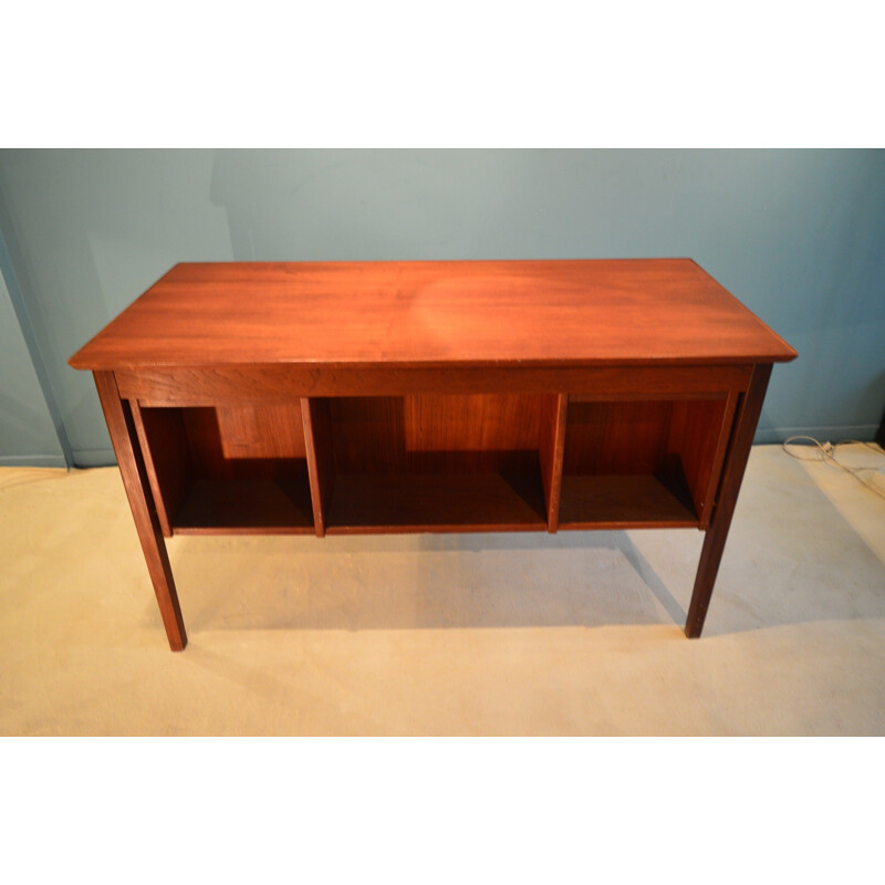 Scandinavian desk in teak with 6 drawers - 1960s