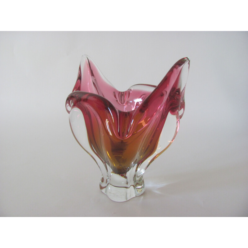 Vintage metal glass vase by J. Hospodka for Chribska, Czechoslovakia 1960s