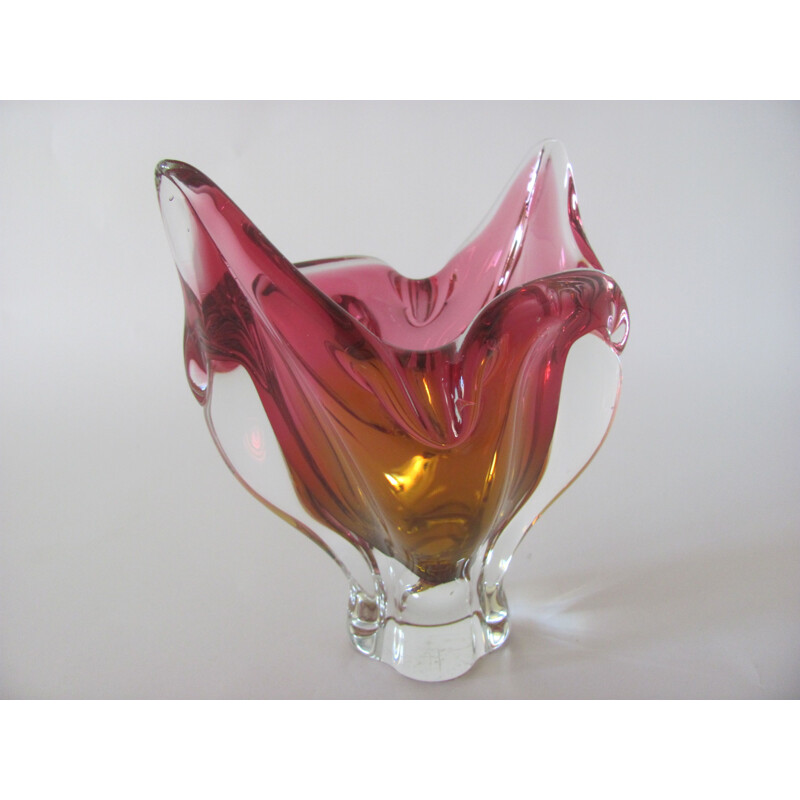 Vintage metal glass vase by J. Hospodka for Chribska, Czechoslovakia 1960s