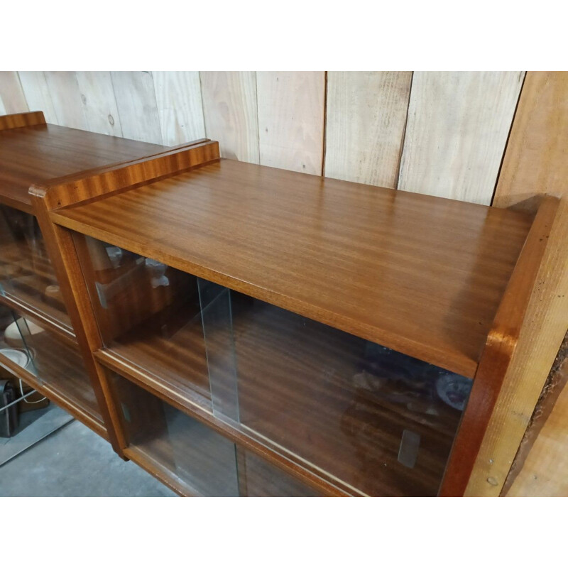 Pair of vintage wood and metal display cases, 1950