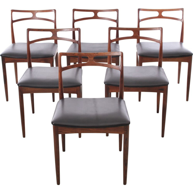 Set of 6 vintage chairs model 94 in rosewood by Johannes Andersen for Linnebergs Møbelfabrik, 1961