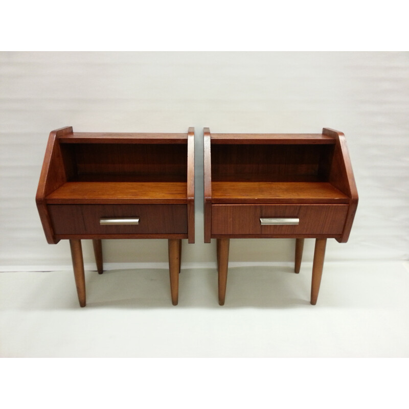 Pair of mid century teak night stands - 1950s