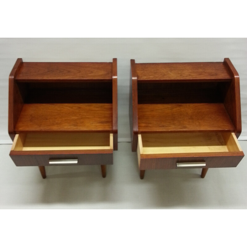 Pair of mid century teak night stands - 1950s