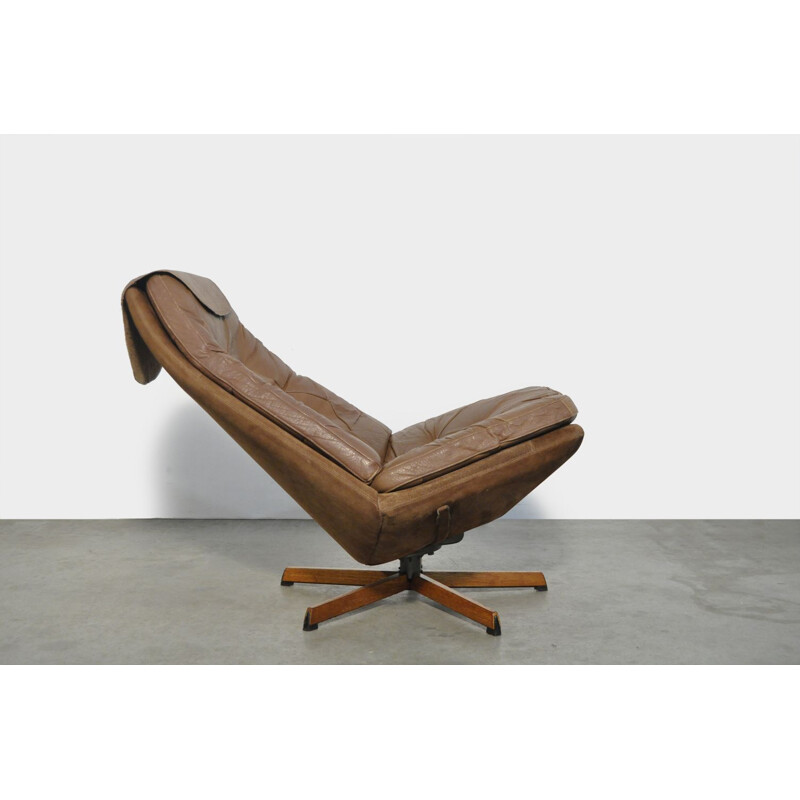 Cadeira giratória em couro Vintage da Madsen