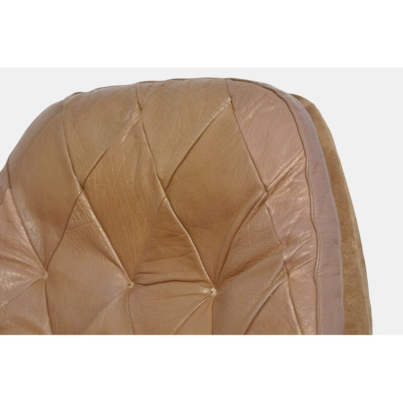 Vintage leather swivel armchair by Madsen & Schubel for Bovenkamp, Denmark  1970s