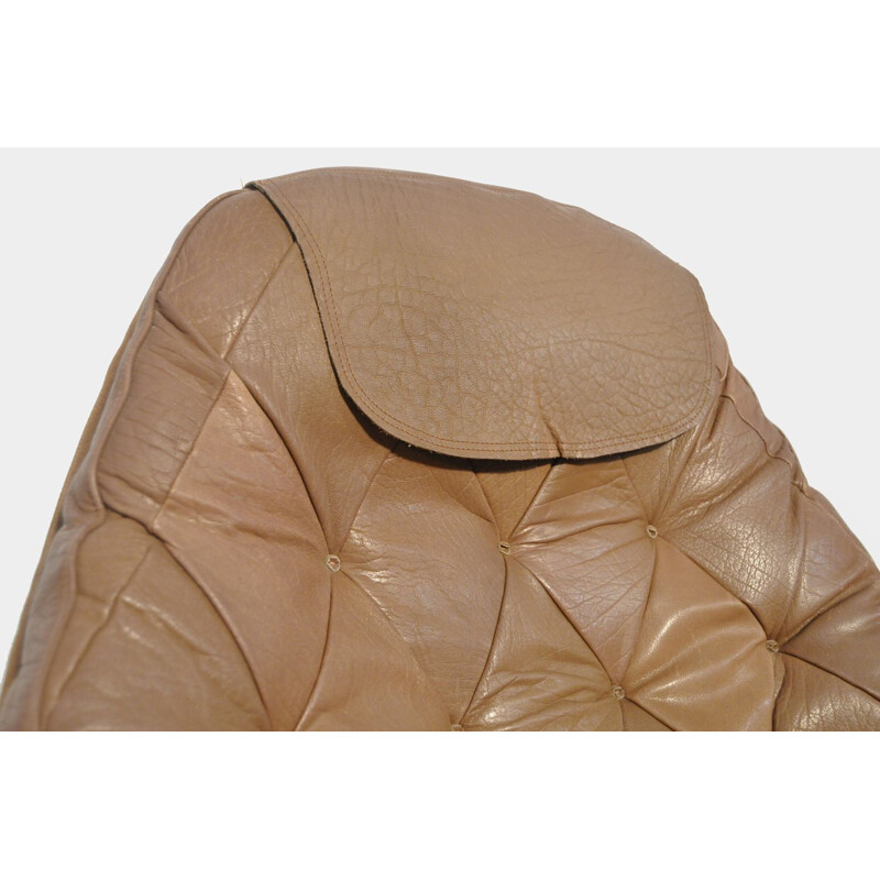 Vintage leather swivel armchair by Madsen & Schubel for Bovenkamp, Denmark  1970s