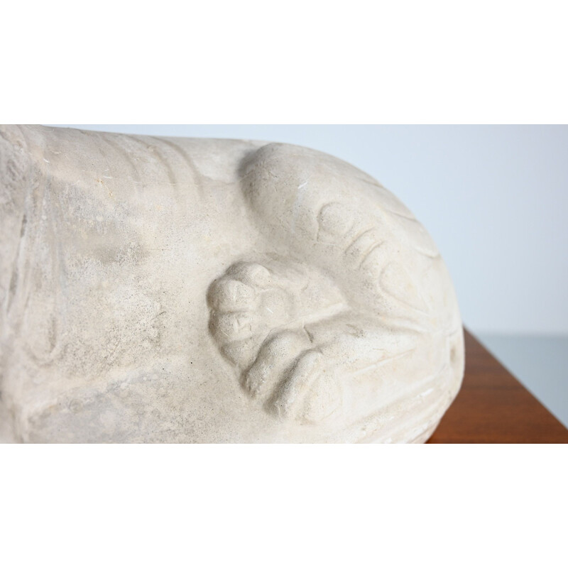 Vintage recumbent lion in plaster, France 1970