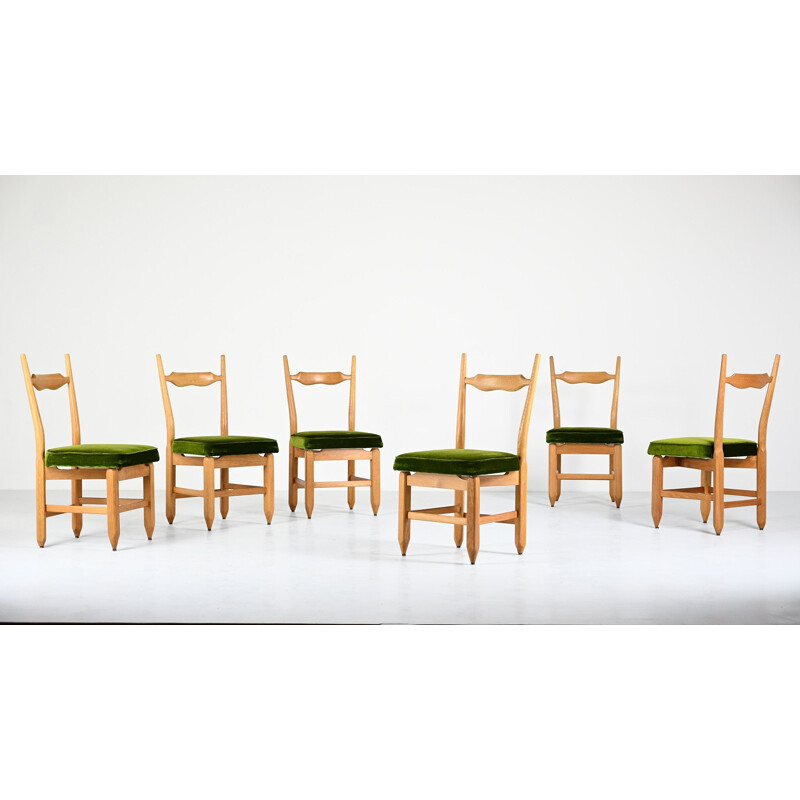 Set of 6 vintage "Charles" chairs by Guillerme & Chambron for Votre Maison, France 1960