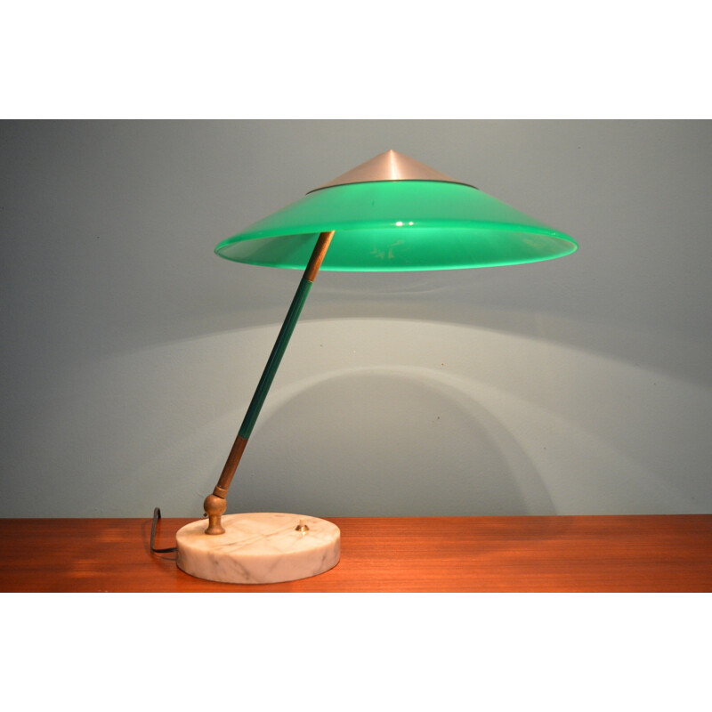 Lampe de table italienne Stilux en marbre et perspex vert - 1960