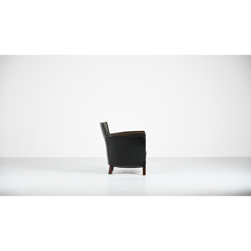 Vintage leather armchair by Otto Schulz for Boet, Sweden 1940