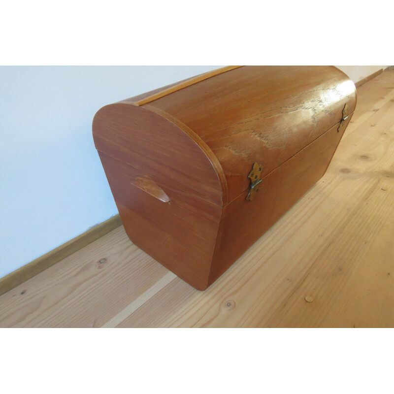 Mid century storage trunk in solid teak and brass - 1960s