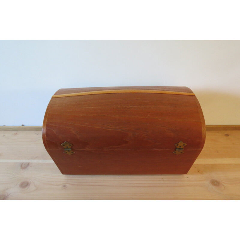 Mid century storage trunk in solid teak and brass - 1960s