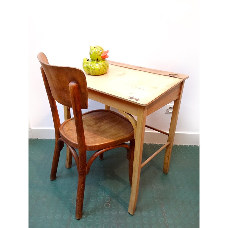 Mid century child desk with its chair - 1950s