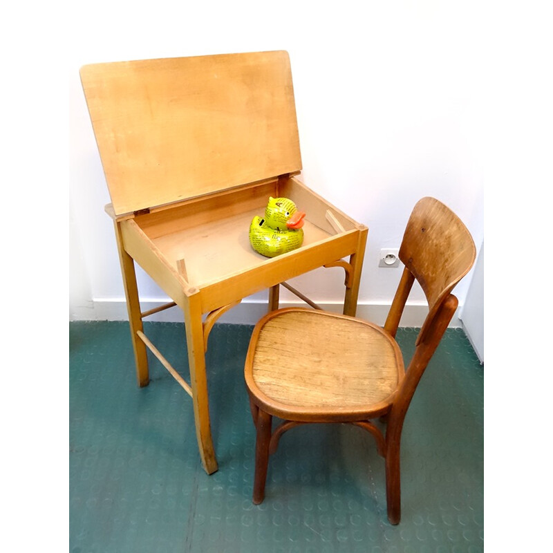 Mid century child desk with its chair - 1950s