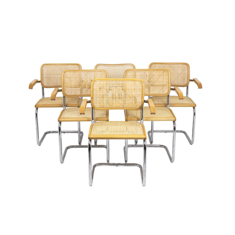 Conjunto de 6 sillones vintage de madera de haya de Cesca, 1970