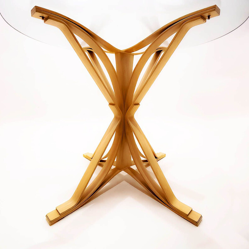 Vintage bentwood maple and glass dining set by Frank Gehry for Knoll International, 1980