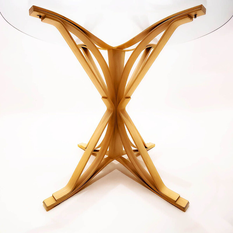 Vintage bentwood maple e glass dining set por Frank Gehry para a Knoll International, 1980