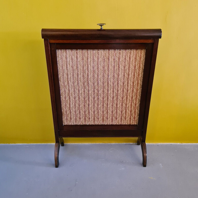 Vintage English mahogany fireplace screen