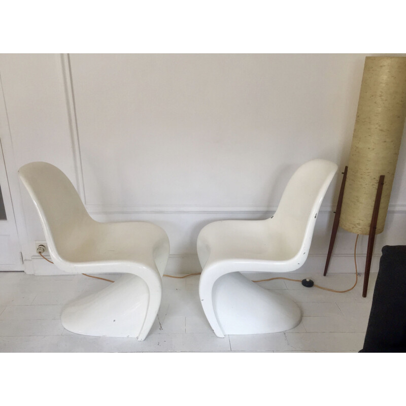 Ein Paar Vintage S-Stühle aus Fiberglas von Verner Panton, 1967