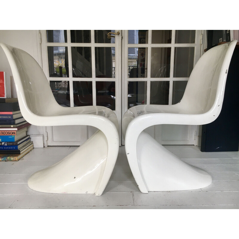 Pareja de sillas S vintage de fibra de vidrio de Verner Panton, 1967