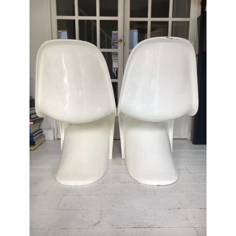 Pair of vintage fiberglass S chairs by Verner Panton, 1967